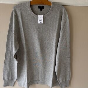 NEW J. Crew Men's Light Gray Cotton Crewneck Sweater